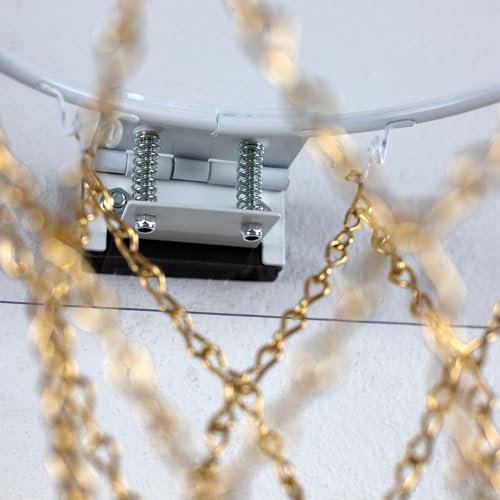 Mini Basketball Set, 9-Inch White Rim with Chain Net, Door Hooks, Ball and Pump - color: Gold