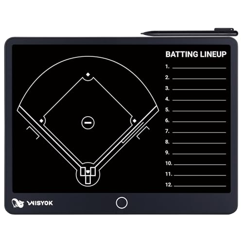 WISYOK Electronic Baseball Coaching Board, LCD Coach Clipboard, Digital Strategy Marker Lineup Board with Pen for Game, Training, Teaching - style: Baseball LCD