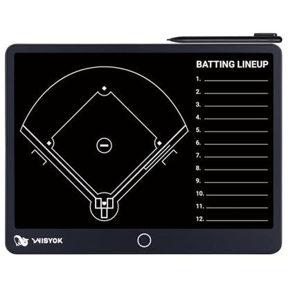 WISYOK Electronic Baseball Coaching Board, LCD Coach Clipboard, Digital Strategy Marker Lineup Board with Pen for Game, Training, Teaching - style: Baseball LCD