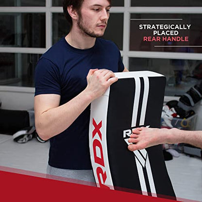 RDX Kick Shield Muay Thai Kickboxing, Heavy Curved Kicking Striking Body Pad, Punching Foot Target MMA Boxing Training, 3 Padded Handles, Martial Arts Karate TKD Taekwondo (ONE PAD ONLY) - color: Full Black