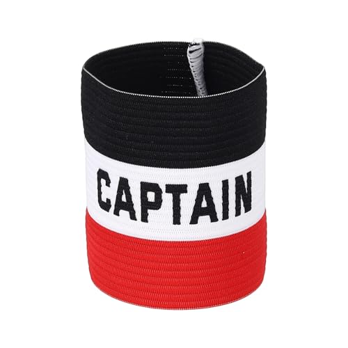 Captain Armband Soccer Captain Arm Bands Elastic Adjustable Leader Armbands Team Sport Rugby Player Band for Football - color: Black/White/Red, size: 4.1x3.4 Inch