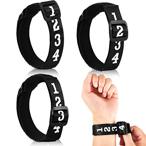 Taiyin 3 Pcs Football Referee Gear Official Football Numbered Wrist Down Indicator Sliding Side Clip Umpire Indicator Hook and Loop Umpire Football Referee Gear Wristband Referee Accessories, Black
