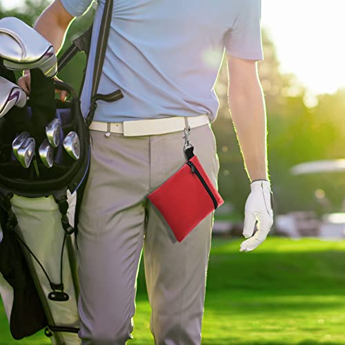 Golf Tee Pouch, 5.62 X 6.87 Inch Professional Zipper Golf Tee/Ball Pouch Bag with Metal Lobster Claw Clip - color: RED