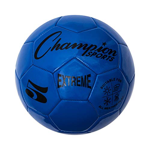 Champion Sports Extreme Series Soccer Ball – Sizes 3, 4, 5, Soft Touch, All Weather, High Air Retention, Youth & Adult League Balls for Training, Games, Outdoor & Indoor Play, Multiple Colors - color: Blue, size: Size 5