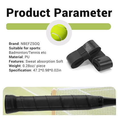 Tennis Racket Grip Strap 6 pre-Cut Tennis Racket Grip Straps Non-Slip Moisture Absorbent Dry fit Tennis Racket Grip Strap Badminton, Pickleball