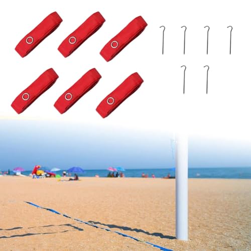 6pcs Beach Volleyball Lines Equipment Portable Red Lines Marking Court Marker for Sand Training Beach Outdoor Sports
