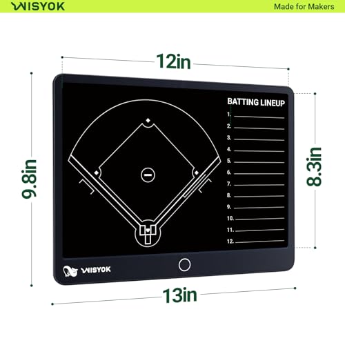 WISYOK Electronic Baseball Coaching Board, LCD Coach Clipboard, Digital Strategy Marker Lineup Board with Pen for Game, Training, Teaching - style: Baseball LCD