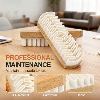 Suede Shoe Brush and Eraser,2 in 1 Scrub Suede Shoe Brush, Rubber Polish Eraser with Soft Plastic Bristles for Nubuck Cleaning (Wood Handle/3pcs) - color: Wood Handle/3pcs