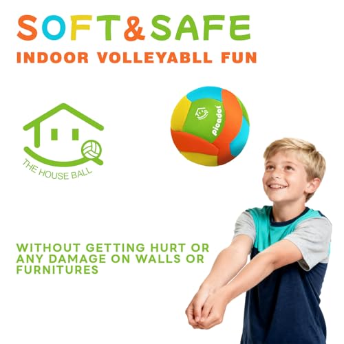 Soft Indoor Volleyball - Soft and Safe Indoor Volleyballs for Practicing Inside House and Yard, Silent Volleyball with Pump for All Ages