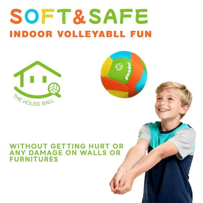 Soft Indoor Volleyball - Soft and Safe Indoor Volleyballs for Practicing Inside House and Yard, Silent Volleyball with Pump for All Ages