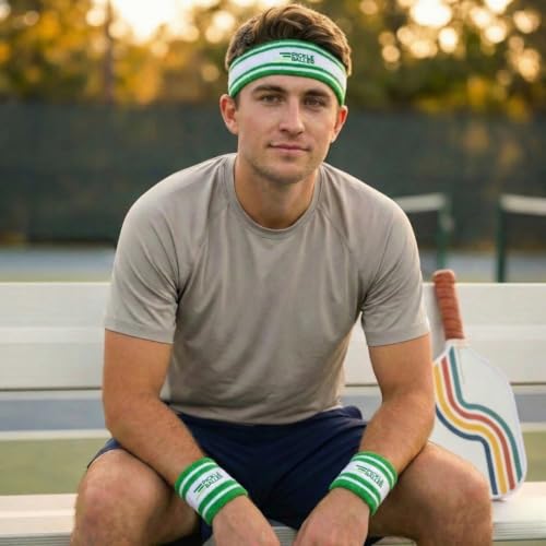 Super Fly Goods Sweatbands Pickleball Golf Tennis Great Gift or for Your Sports or Team Wristband Sports Band Set Including Towel Wrist and Head Sweatbands - style: Pickleball Head & Wristband Set