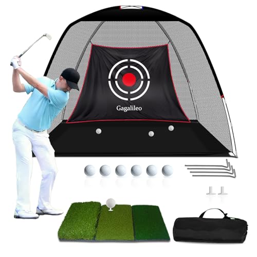 Gagalileo Golf Hitting Net Backyard Driving: 10x7FT Professional Backstop with Silent Velvet Target Portable Practice for Men Dad Complete Sport Set Gift - color: Black Stable Pool, size: 10X7FT