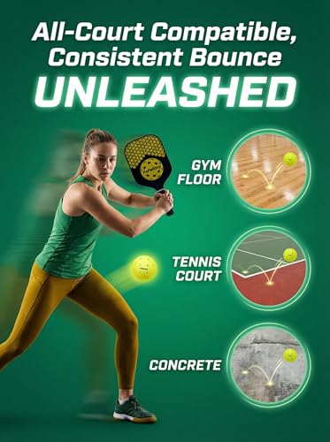12 Pack Premium Pickleball Balls, Outdoor 40 Holes Pickleballs, High Visibility, Perfectly Balanced with High Bounce True Flight, Seamless Roto-Molded Crack-Resistant Design