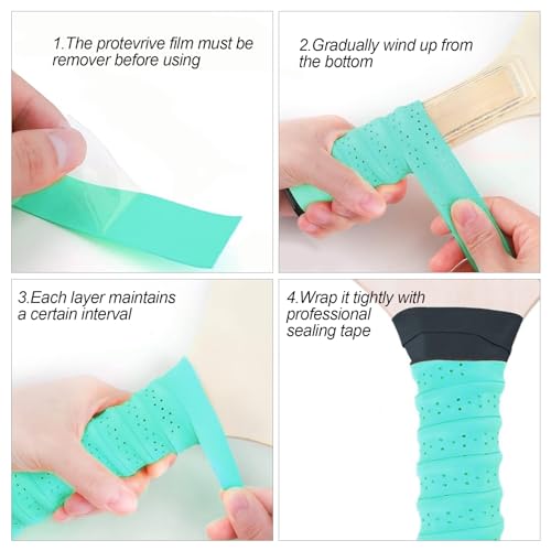 6Pcs Pickleball Paddle Grip Tape, Pickleball Anti-Slip Perforated Super Absorbent Pickleball Overgrip Handle Replacement Wrap for Pickleball Paddle