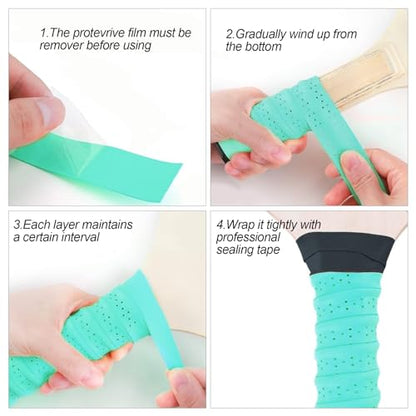 6Pcs Pickleball Paddle Grip Tape, Pickleball Anti-Slip Perforated Super Absorbent Pickleball Overgrip Handle Replacement Wrap for Pickleball Paddle