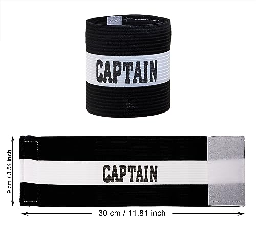 ONLYKXY Captain Armbands 9x30CM/3.54x11.81inch Adjustable Leader Armband for Soccer Basketball Volleyball School Team Competition Coach Players Wrist Arm Bands - color: Black+White
