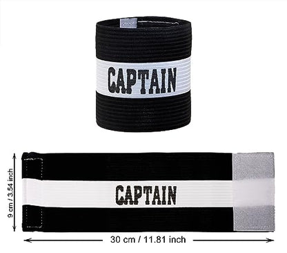 ONLYKXY Captain Armbands 9x30CM/3.54x11.81inch Adjustable Leader Armband for Soccer Basketball Volleyball School Team Competition Coach Players Wrist Arm Bands - color: Black+White