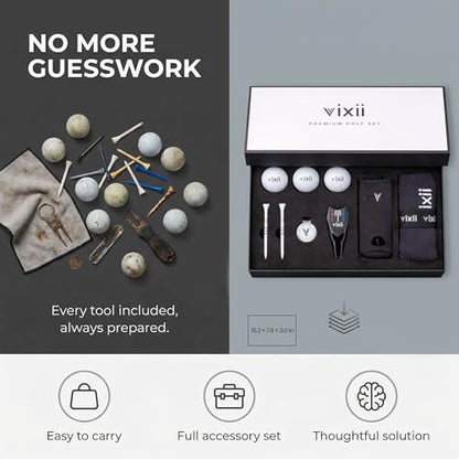 Premium Mens Golf Sets New Golfer Gifts for Women, Golf Accessories for Men with 3-Layer Golfing Balls, Bamboo Tees, Waffle Towel, Divot Tool & Ball Marker, Golfer Must Haves Golfing Accessories
