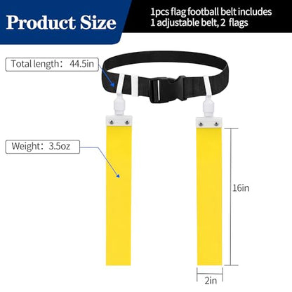 DkOvn Flag Football Belt, 2pcs Adjustable Flag Football Belt with Belt and Flags, for Youths, Adults - color: 2pcs(1 Blue+1 Yellow)