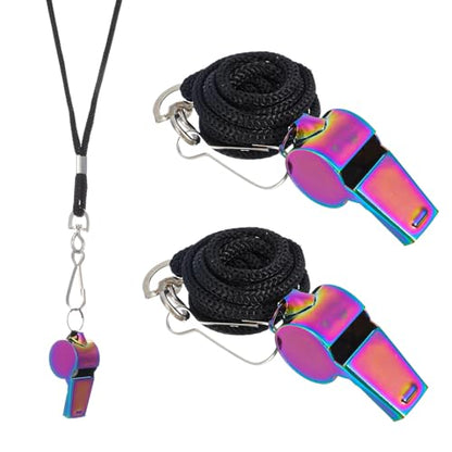Mabor 2Pcs Coaches Whistle with Lanyard Metal Stainless Steel Sports Whistle Loud Sound for Coaches Referees Coaching Official Kids Teacher