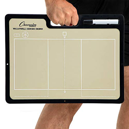Champion Sports Large & XL Dry Erase Board For Coaching - Whiteboards for Strategizing, Techniques, Plays - 2-Sided Boards with Front Side Full Field - Backside Half Field and Lineup - color: Volleyball, style: XL Coaches Board
