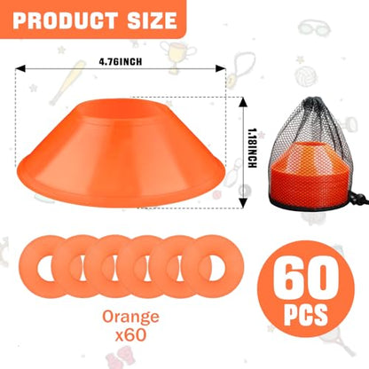 60 Pack Mini Soccer Cones–Mini Disc Cones for Agility Training,Soccer,Football,Sports Drills,Field Markers,Cones Sports Equipment,Portable Stackable Mini Cones with Carry Bag
