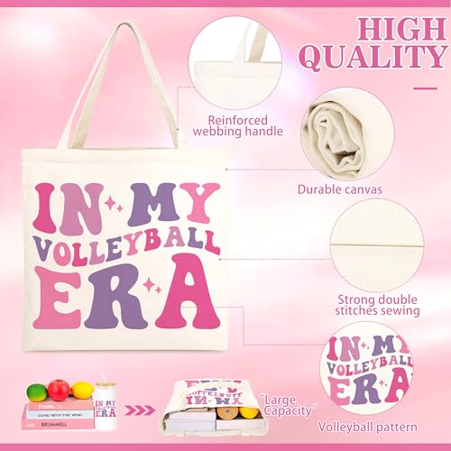24 PCS Volleyball Team Gift Set, In My Volleyball Era Canvas Tote Bags & Makeup Bags, Bulk Party Favors for Teen Girls, Players, Senior Night