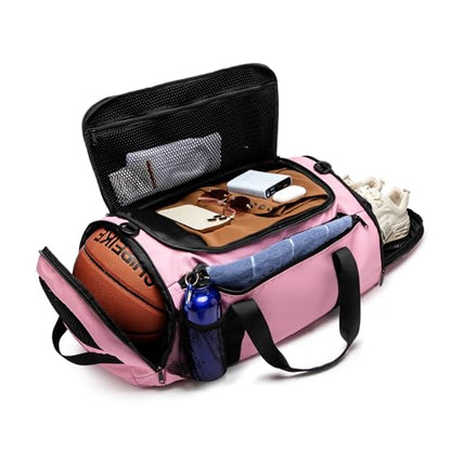 ROYALFAIR Basketball duffel bag Large Sports Bag with Separate Ball Holder & Shoes Compartment,Best for Basketball, football,Volleyball,Gym - color: pink