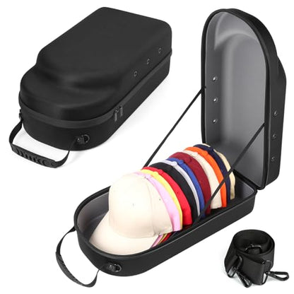 GERMUN Hard baseball hat case, Hat Carrier Travel Case with Adjustable Shoulder Strap, Hat cap case for 12 Baseball Caps - Perfect for Traveling & At-Home Storage (Black with Grey) - color: 12 Black Grey