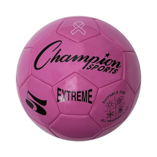 Champion Sports Extreme Series Soccer Ball – Sizes 3, 4, 5, Soft Touch, All Weather, High Air Retention, Youth & Adult League Balls for Training, Games, Outdoor & Indoor Play, Multiple Colors - color: Pink, size: Size 5