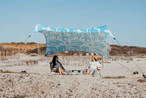 Neso Grande Portable Beach Tent Sun Shelter - Lightweight Beach Shade Canopy - Easy Setup for Family Outings - Patented Reinforced Corners - UPF 50+ Sun Protection - 7ft Tall, 9 x 9ft - color: Coastal Birds
