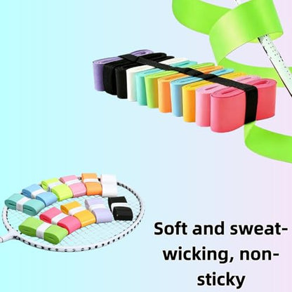 12 /6PACK Tennis Racket Griptape, Racket Grip Tape, Tennis Wrap Grip Tape,Grip Tape for Handles Fits Tennis/Badminton/Squash Rackets (Green/White/Black)
