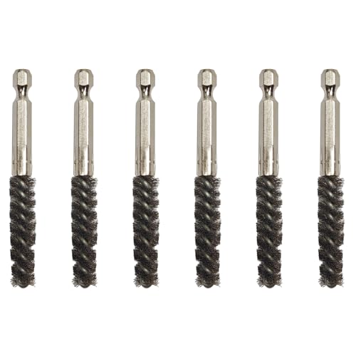 6 Pcs Golf Clubs Head Hosel Brush, Silver Golf Club Cleaner Brush Stainless Steel Wire Bore Brush Hex Shank Handle Electric Drill Wire Brush for Wood and Iron