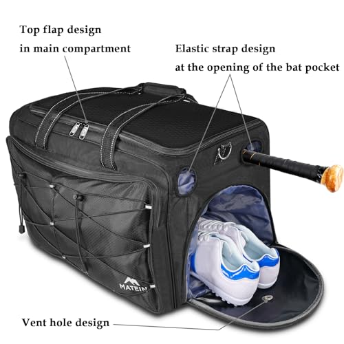 MATEIN Extra Large Catchers Gear Bag, 90 L Baseball Bag with Vented Shoes Compartment and Bat Holder for Baseball Equipment, Softball Duffle Fits Batting Mitten, Tball Gear, Helmet for Adult Men