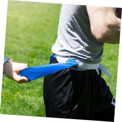 SUPVOX Flag Football Belt Set with 10 White Adjustable Rugby Waist Belts and 30 Flags, Includes 4 Marker Cones and Black Drawstring Bag, Youth Football Training and Outdoor Game Equipment
