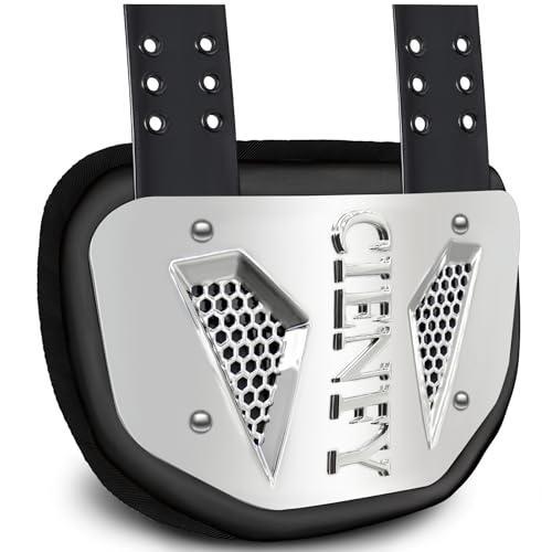 Football Back Plate for Shoulder Pads, Backplate Youth and Adult Football Players, Hard Shell Lower Back Protector with Contoured Foam, High-Impact Protection - color: Silver, size: Youth