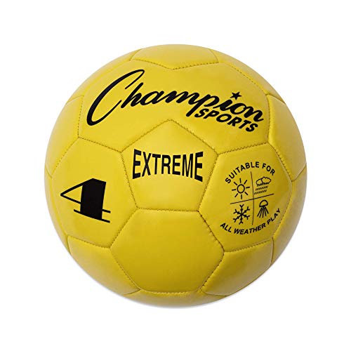 Champion Sports Extreme Series Soccer Ball – Sizes 3, 4, 5, Soft Touch, All Weather, High Air Retention, Youth & Adult League Balls for Training, Games, Outdoor & Indoor Play, Multiple Colors - color: Yellow, size: Size 4