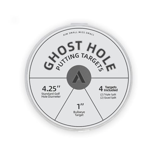 ARYZE 4 Pack Ghost Hole Putting Targets – Putting Training Aid, Official Size, Flat Disc for Putting & Chipping Practice, Indoor or Outdoor, Includes Carrying Case, Waterproof Material (White)