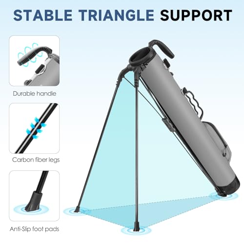 Findway Golf Stand Bag, Small Golf Bag for The Driving Range, Par 3 and Executive Courses, Lightweight Golf Club Carry Bag with Ball Holder and Pockets for Men Women - color: Gray