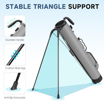 Findway Golf Stand Bag, Small Golf Bag for The Driving Range, Par 3 and Executive Courses, Lightweight Golf Club Carry Bag with Ball Holder and Pockets for Men Women - color: Gray