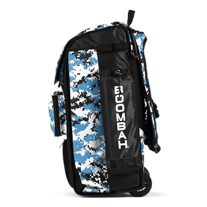 Boombah Catchers Superpack Hybrid Rolling Digital Camo Bat Bag - Multiple Colors - Wheeled & Backpack Version - color: Black/Columbia Blue