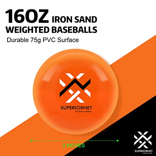9 Pack 3" Weighted Training Baseballs & Softballs / 16 oz Heavy Balls for Hitting and Pitching