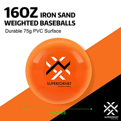 9 Pack 3" Weighted Training Baseballs & Softballs / 16 oz Heavy Balls for Hitting and Pitching