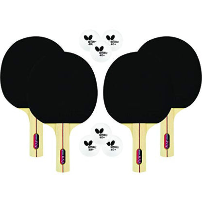 Butterfly RDJ Shakehand Table Tennis Racket Set - RDJ Series - Recommended For Beginning Level Ping Pong Players - International Table Tennis Federation Approved - color: RDJ 4 Player Set