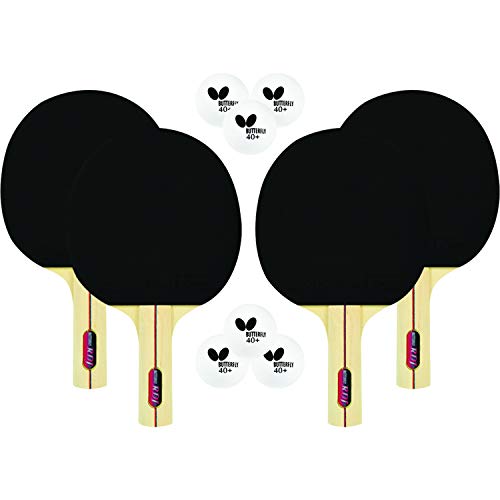 Butterfly RDJ Shakehand Table Tennis Racket Set - RDJ Series - Recommended For Beginning Level Ping Pong Players - International Table Tennis Federation Approved - color: RDJ 4 Player Set
