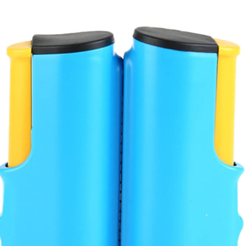 Retractable Table Tennis Net Rack with Safety Wavy Edge, Fashionable Portable Table Tennis Ball Net Rack for School and Gym, Essential Table Tennis Supplies - color: Blue Yellow
