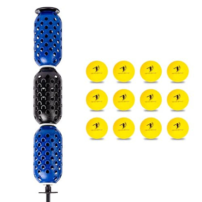 Baseball & Softball Swing Trainer and 12 Durable Foam Balls, Boost Your Bat Speed by Up to 20+ MPH, Unlock Swing Speed Increases. Great Gift for Baseball and Softball - color: Black/Blue, size: Aero Bat Pro+12 Soft Training Balls