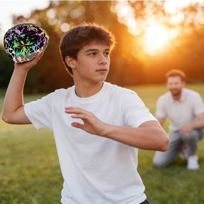 Holographic PassCatch Training Football - Solo Practice Trainer for Passing & Catching, Durable Composite Material with Dazzling Flash-Activated Light Show, - color: Purple＆White