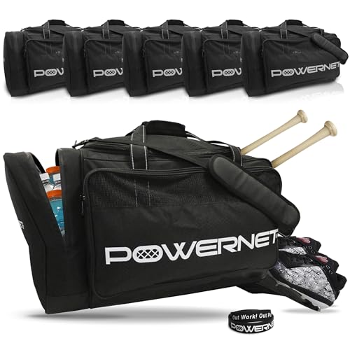 PowerNet Pro Duffle Bag, Softball Baseball Bag, Baseball Gear Bag, Baseball Bat Bag with Internal Bat Sleeves, Baseball Bags with Padded Strap & Pockets - style: 6-pack