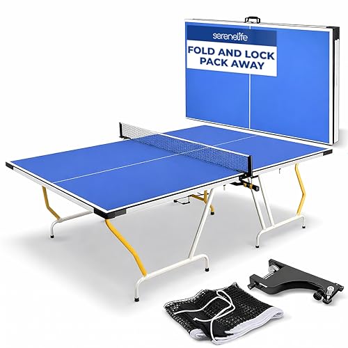 SereneLife 4in1 Multi Game Table, 48” Sports Arcade with Accessories, Ping Pong, Air Hockey, Pool Billiards, Soccer Foosball All in One, for Indoor and Outdoor, Family, Kids and Adults